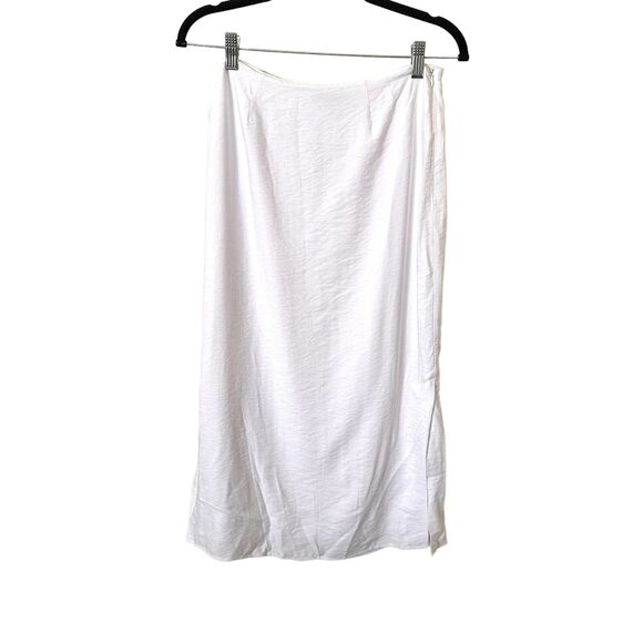 1 STATE Double Slit Midi Skirt White Sz Small - Picture 2 of 5
